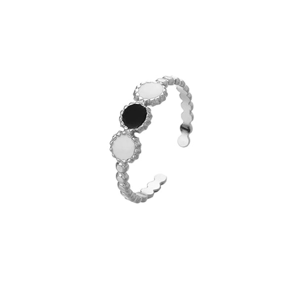 Light Luxury Style Stainless Steel Oil Dripping Open Ring With Hollow Star And Moon And Sun Pattern