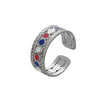 Light Luxury Style Stainless Steel Oil Dripping Open Ring With Hollow Star And Moon And Sun Pattern