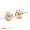 Light Luxury Style Stainless Steel Starfish Earrings Set With Diamonds And Flower Pattern For Women
