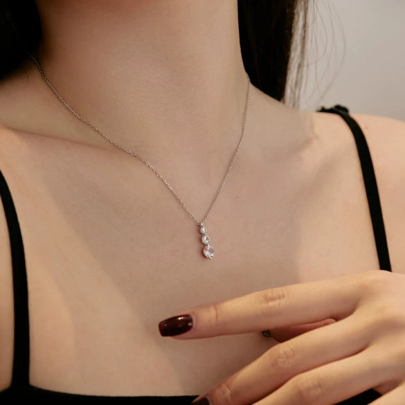 Light Luxury Style 925 Sterling Silver Women's Jewelry Set With Gourd Style And Electroplating Including Earrings And Necklace