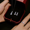 Light Luxury Style 925 Sterling Silver Women's Jewelry Set With Gourd Style And Electroplating Including Earrings And Necklace