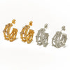 Light Luxury Style Titanium Steel Cshaped Earrings With Inlaid Zircon And Geometric Letters Numbers Text Pattern