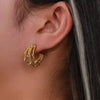 Light Luxury Style Titanium Steel Cshaped Earrings With Inlaid Zircon And Geometric Letters Numbers Text Pattern
