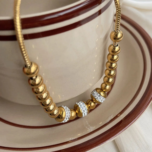 Simple Style Classic Style Round Stainless Steel Inlay Zircon Bracelets