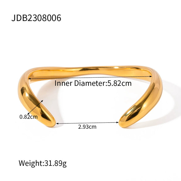 Light Luxury Temperament Titanium Steel Open Niche Design Irregular Women's Bracelet With Geometric Pattern Set With Pearls