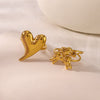 Light Luxury Texture Bow Love Shape Peach Heart Bow Chain Stacked Stainless Steel Open Tail Ring With 18K Furnace Vacuum Plating