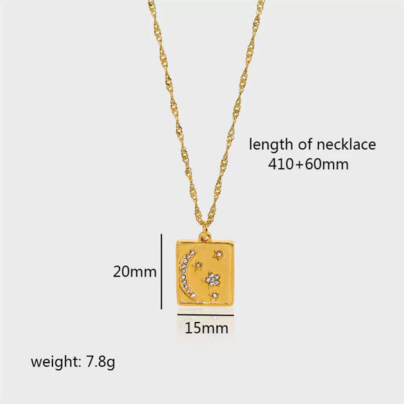 Light Luxury Titanium Steel And Stainless Steel Women's Necklace With Star And Geometric Pattern Pendant And Electroplating Design