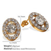 Light Luxury 316L Stainless Steel Electroplated Oval Rhinestone Earrings For Women Geometric Style