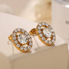 Light Luxury 316L Stainless Steel Electroplated Oval Rhinestone Earrings For Women Geometric Style