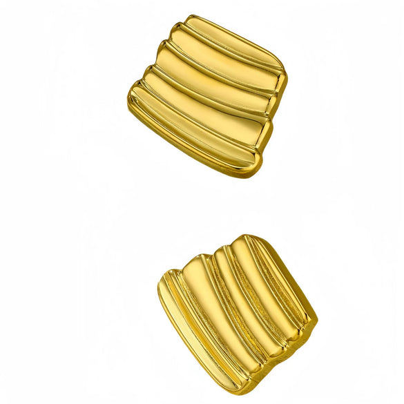 Light Luxury Titanium Steel Geometric Irregular Hammered Pleated Stainless Steel Hollow Vintage Women's Earrings With Electroplating