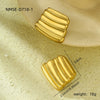 Light Luxury Titanium Steel Geometric Irregular Hammered Pleated Stainless Steel Hollow Vintage Women's Earrings With Electroplating