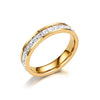 Light Luxury Titanium Steel Geometric U Shaped Ring With Diamond Setting Minimalist Unisex Couple Band