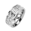 Light Luxury Titanium Steel Geometric U Shaped Ring With Diamond Setting Minimalist Unisex Couple Band