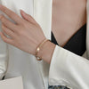 Light Luxury Titanium Steel Open Bracelet With Gold Finish Simple Geometric Polished Bangle For Women