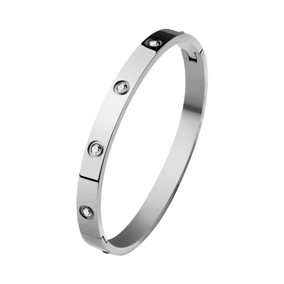 Light Luxury Titanium Steel Open Bracelet With Gold Finish Simple Geometric Polished Bangle For Women