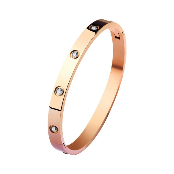 Light Luxury Titanium Steel Open Bracelet With Gold Finish Simple Geometric Polished Bangle For Women