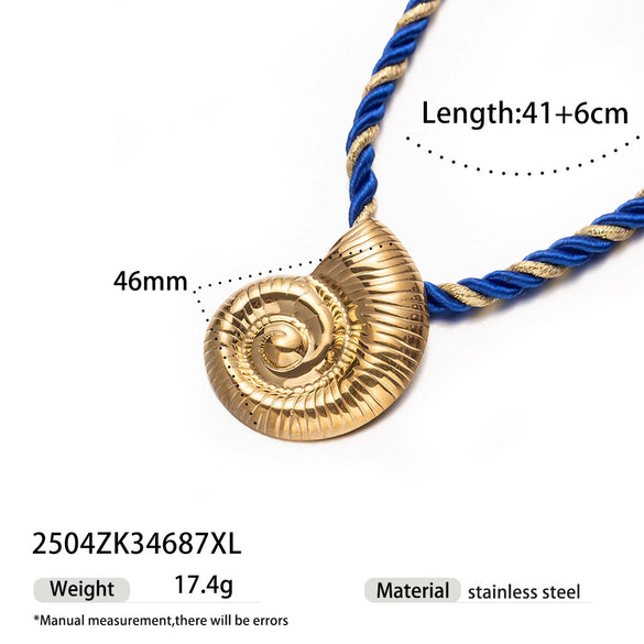 Light Luxury Trendy All Match Conch Sea Star Sun Necklace Made Of 18K Gold And Stainless Steel
