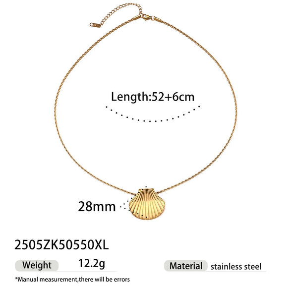 Light Luxury Trendy All Match Conch Sea Star Sun Necklace Made Of 18K Gold And Stainless Steel