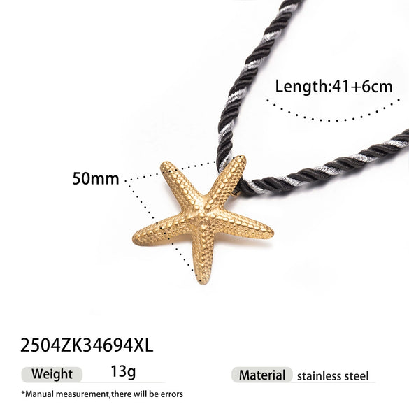 Light Luxury Trendy All Match Conch Sea Star Sun Necklace Made Of 18K Gold And Stainless Steel