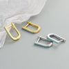 Light Luxury U Shaped Geometric Blue Turquoise Earrings In S925 Sterling Silver With Electroplated Finish