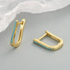 Light Luxury U Shaped Geometric Blue Turquoise Earrings In S925 Sterling Silver With Electroplated Finish