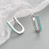 Light Luxury U Shaped Geometric Blue Turquoise Earrings In S925 Sterling Silver With Electroplated Finish