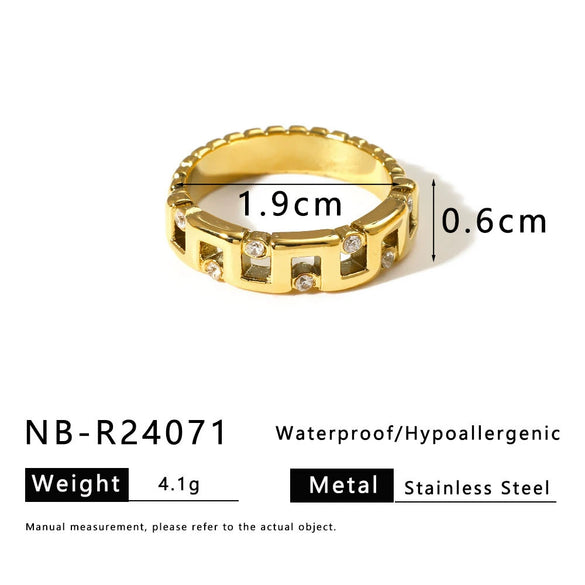 Light Luxury Vintage Unisex Geometric Drop Shape Stainless Steel Earrings And Ring With 18K Vacuum Plating In Furnace Niche Design High End Simple Style Jewelry