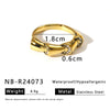 Light Luxury Vintage Unisex Geometric Drop Shape Stainless Steel Earrings And Ring With 18K Vacuum Plating In Furnace Niche Design High End Simple Style Jewelry