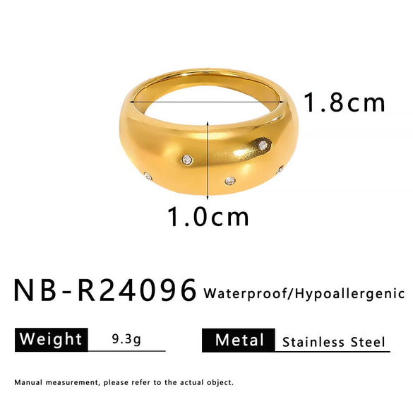 Light Luxury Vintage Unisex Geometric Drop Shape Stainless Steel Earrings And Ring With 18K Vacuum Plating In Furnace Niche Design High End Simple Style Jewelry