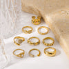 Light Luxury Vintage Unisex Geometric Drop Shape Stainless Steel Earrings And Ring With 18K Vacuum Plating In Furnace Niche Design High End Simple Style Jewelry