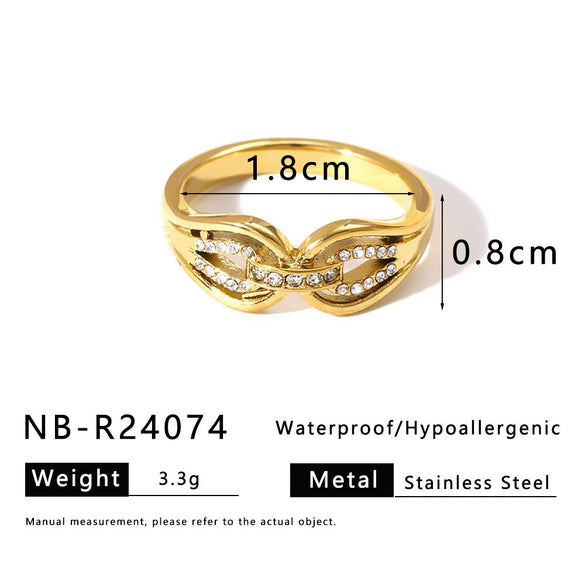 Light Luxury Vintage Unisex Geometric Drop Shape Stainless Steel Earrings And Ring With 18K Vacuum Plating In Furnace Niche Design High End Simple Style Jewelry