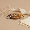 Light Luxury White And Green Zircon Plain Ring Gold And Silver Twotone Women's Ring