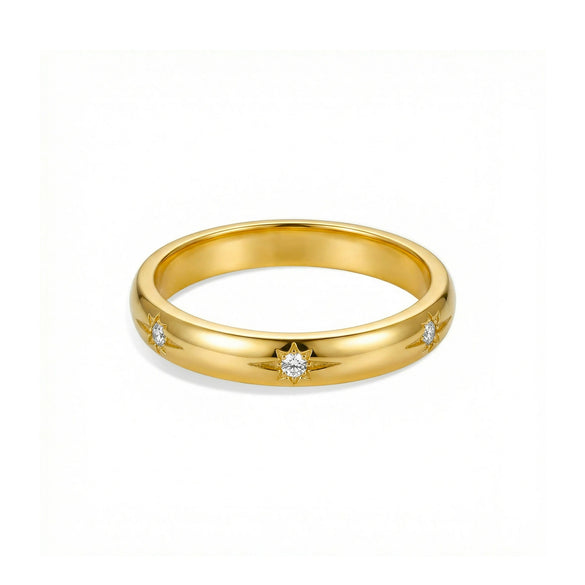 Light Luxury White And Green Zircon Plain Ring Gold And Silver Twotone Women's Ring