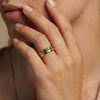 Light Luxury White And Green Zircon Plain Ring Gold And Silver Twotone Women's Ring
