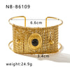 Light Luxury Wide Bracelet For Women Titanium Steel Plated 18K Gold With Inlaid Natural Stone Electroplated