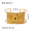 Light Luxury Wide Bracelet For Women Titanium Steel Plated 18K Gold With Inlaid Natural Stone Electroplated