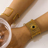 Light Luxury Wide Bracelet For Women Titanium Steel Plated 18K Gold With Inlaid Natural Stone Electroplated