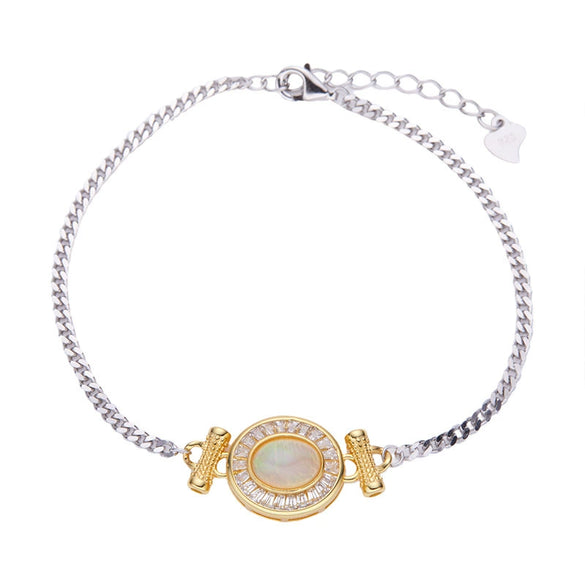 Light Luxury Women's Geometric S925 Sterling Silver Bracelet Set With Precious Stones