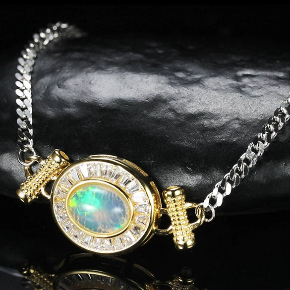 Light Luxury Women's Geometric S925 Sterling Silver Bracelet Set With Precious Stones