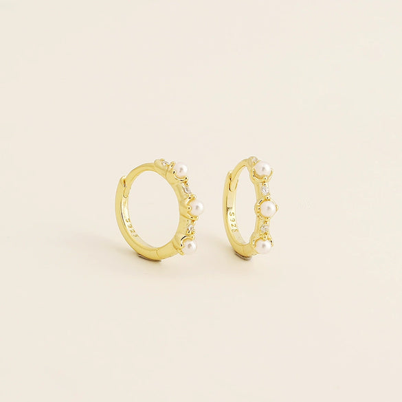 Light Luxury Women's Geometric 925 Silver Pearl Diamond Earrings With Electroplating