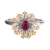 Light Luxury Women's Jewelry Set With S925 Sterling Silver And Natural Ruby Color Gemstone Geometric Ring