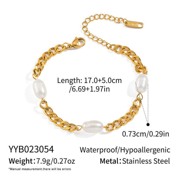 Light Luxury Women's Pearl Bracelets Geometric Stainless Steel Electroplated Accessories