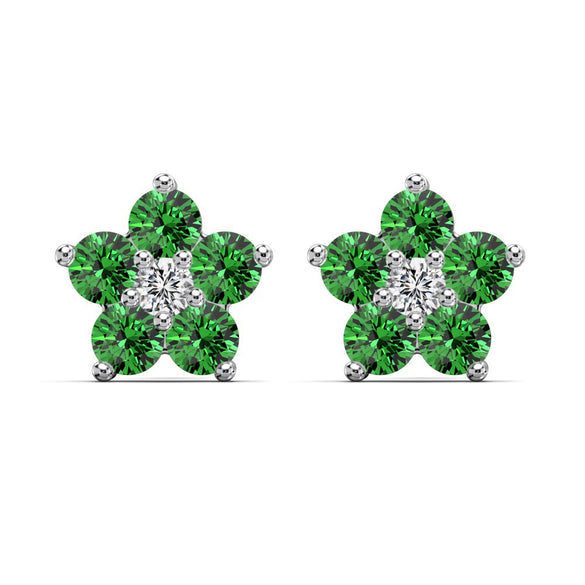 Light Luxury Women's S925 Sterling Silver Flower Zircon Earrings With Electroplating Design