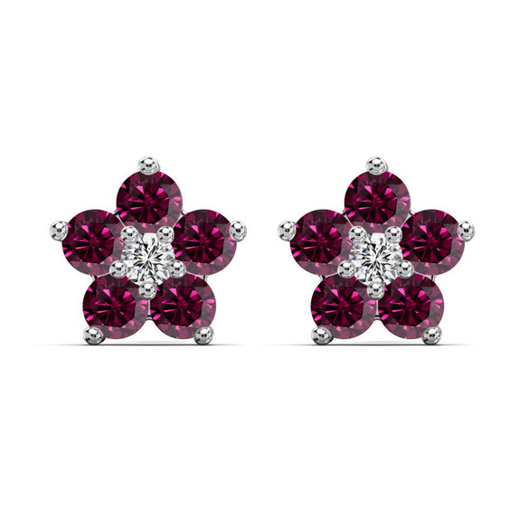 Light Luxury Women's S925 Sterling Silver Flower Zircon Earrings With Electroplating Design