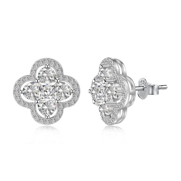 Light Luxury Women's S925 Sterling Silver Flowerpatterned Electroplated Earrings