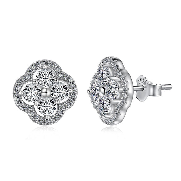 Light Luxury Women's S925 Sterling Silver Flowerpatterned Electroplated Earrings