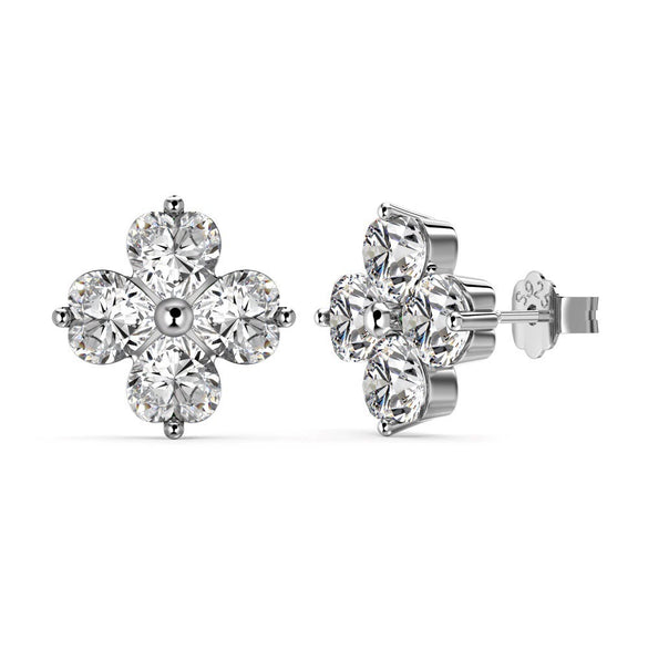 Light Luxury Women's S925 Sterling Silver Flowerpatterned Electroplated Earrings