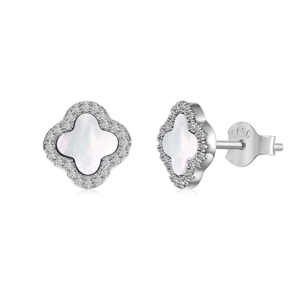 Light Luxury Women's S925 Sterling Silver Flowerpatterned Electroplated Earrings