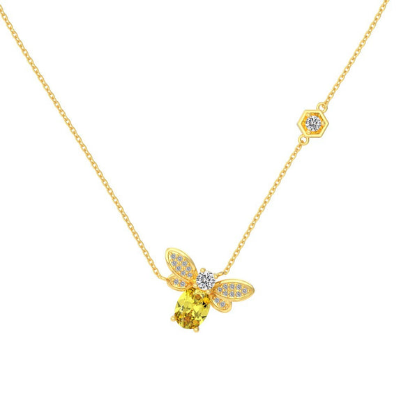 Light Luxury Women's S925 Sterling Silver Jewelry Set With Firefly Shape And Yellow Zirconium Inlay And Electroplating Process And Small Animal Patterns