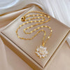 Light Luxury Women's Sunflower Pattern Titanium Steel Water Wave Chain Necklace With Electroplating